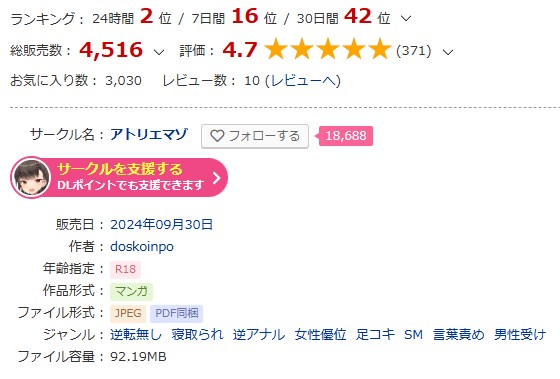 DLsite［弱男潰し］作品ページ